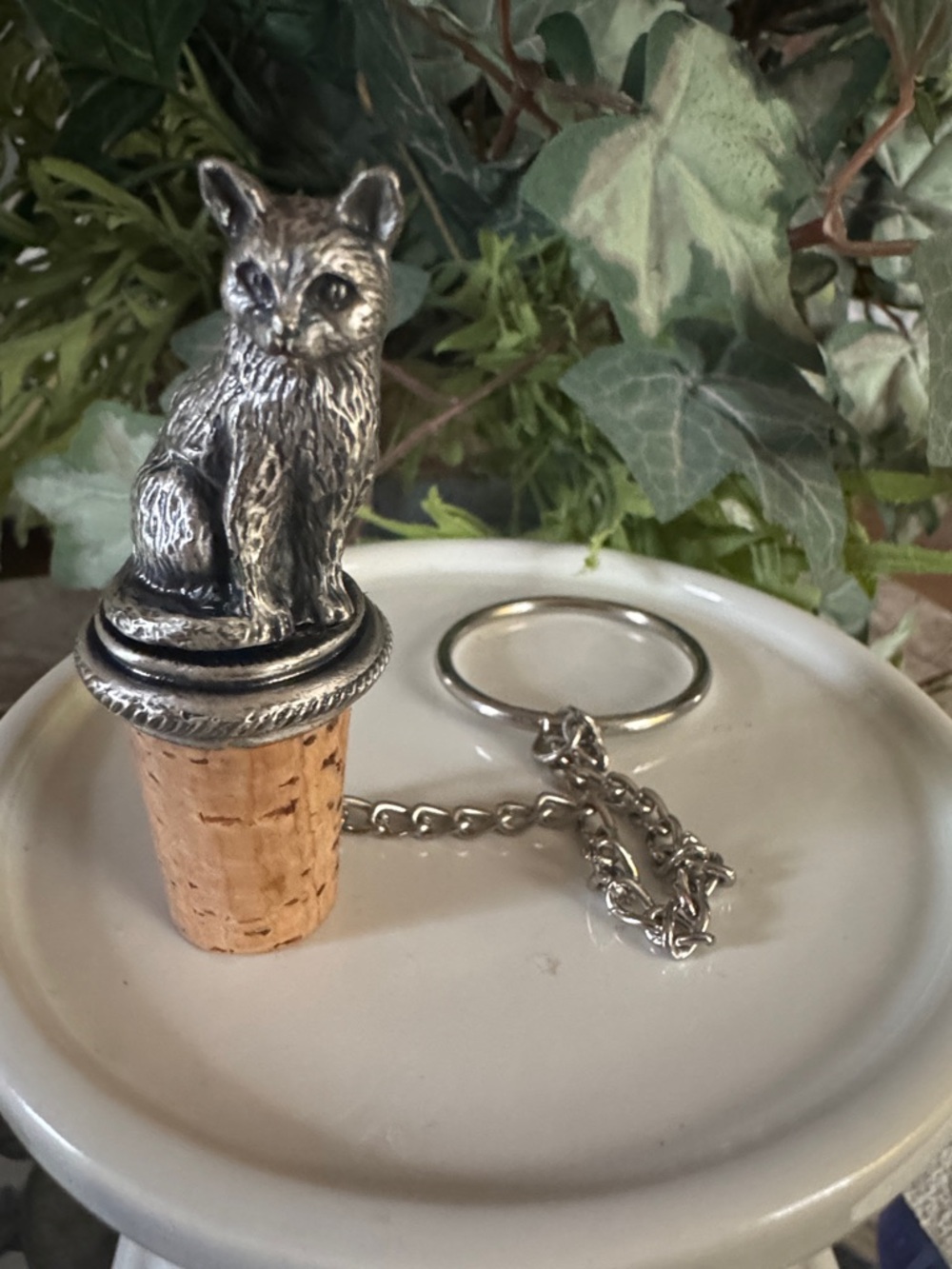 Cat Pewter Wine Cork